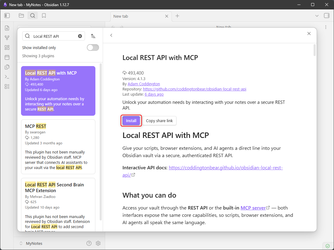 Install plugin