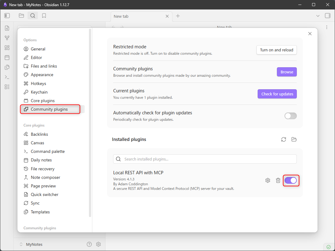 Enable plugin