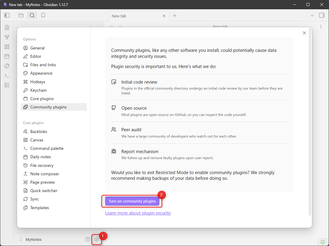 Turn on community plugins