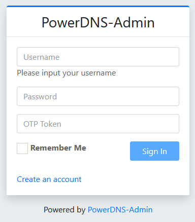 PowerDNS-Admin ログイン画面